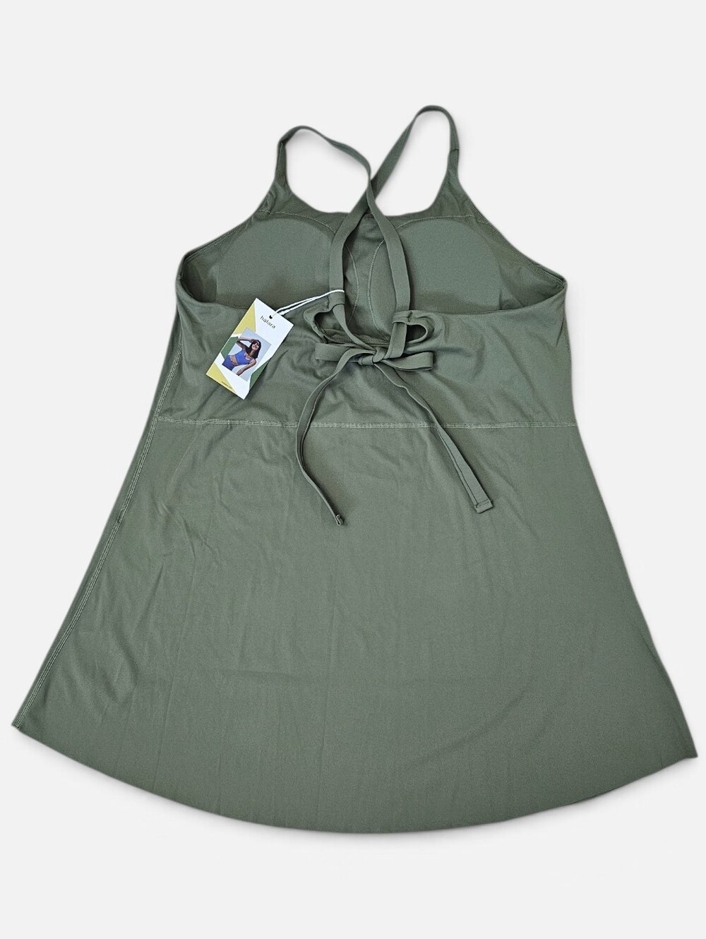 Halara Crisscross Tie Back Dress Athletic Moss Green